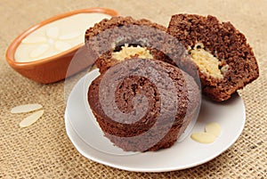 Chocolate muffin with white fudge