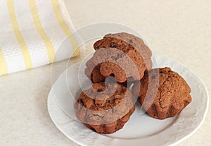 Chocolate muffins on a plate