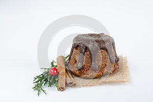 Chocolate muffins on white background photo