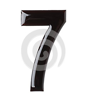 Chocolate number 7 on white background