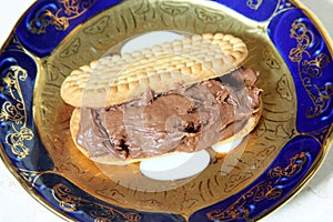 Chocolate nutella in biscuits