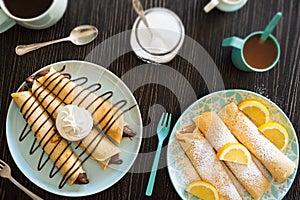 Chocolate Nutella and Lemon Powdered Sugar Crepes