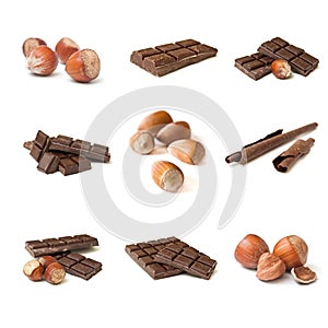 Chocolate and nuts collage