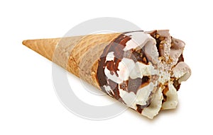 Chocolate with nuts ice cream cone