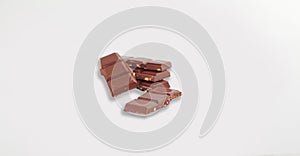 Chocolate with nuts on a white background