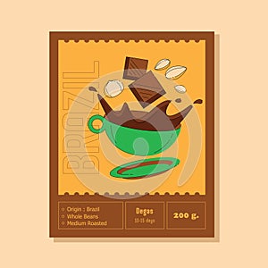 chocolate nutty taste note coffee label