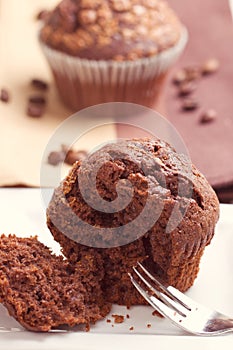 Chocolate oat bran muffins