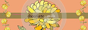 Chocolate packaging design. Vector template with beautiful yellow flowers