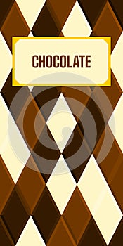 Chocolate packaging design. Vector template with rhombus geometric ornament