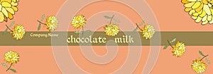 Chocolate packaging design. Vector template with yellow flowers