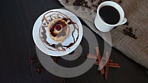 Chocolate Pancake on a white saucer