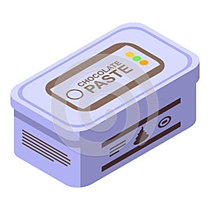 Chocolate paste box icon, isometric style