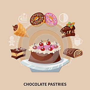 Chocolate Pastries Round Composition