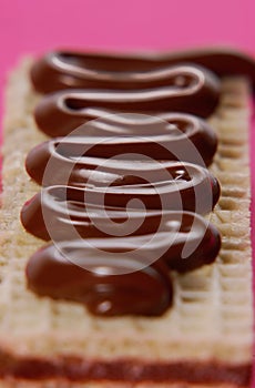 Chocolate pastry cream on chocolate cookie.