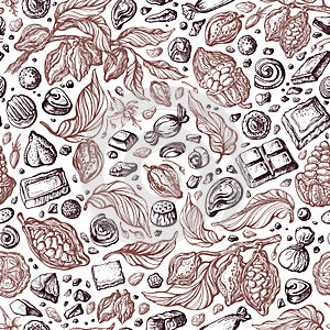 Chocolate pattern. Vector graphic seamless sketch