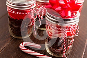 Chocolate Peppermint Cupcakes in a Jar