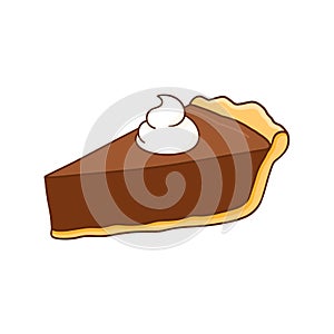 Chocolate Pie slice illustration on white background