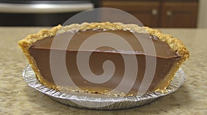 Chocolate pie slice kitchen countertop dessert