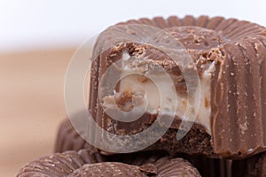 Chocolate praline cookies on the wooden board