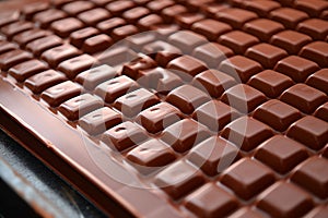 chocolate production food manufacturing industrial factory dessert industry candy sweet. Generative AI.