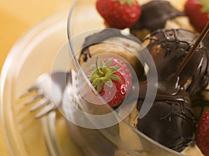 Chocolate Profiteroles with Strawberries