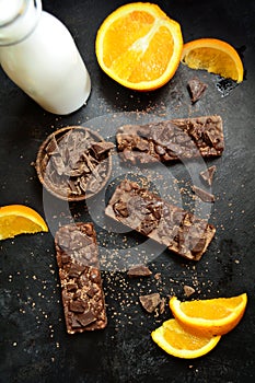 Chocolate Protein Bars with Oranges and Dried Fruit
