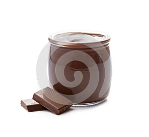 Chocolate pudding with dark choclate photo