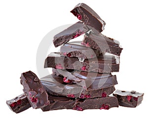 Chocolate with raspberry berry Isolated