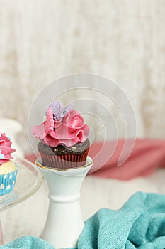 Chocolate and raspberry mini cupcake
