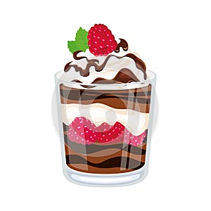 Chocolate Raspberry Parfait vector illustration