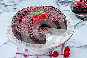 Chocolate and raspberry torte
