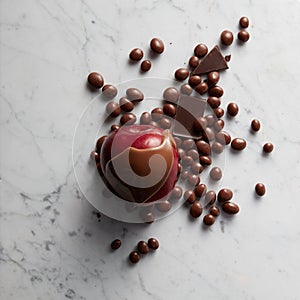 Chocolate on red apple fruit