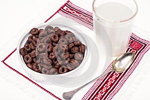 Chocolate ringlets with milk for breakfast