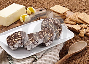 Chocolate salami sliced