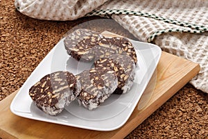 Chocolate salami sliced