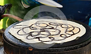 Chocolate sauce crepe