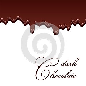 Chocolate seamless pattern. Drip dark chocolate isolated white background. Sweet melting food. Dripping brown liquid