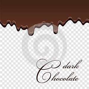 Chocolate seamless pattern. Drip dark chocolate isolated white transparent background. Sweet melting food. Dripping 3d