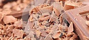 Chocolate shavings close up.