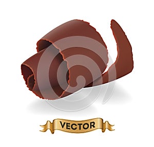 Chocolate shavings on white background, realistic vector illustration