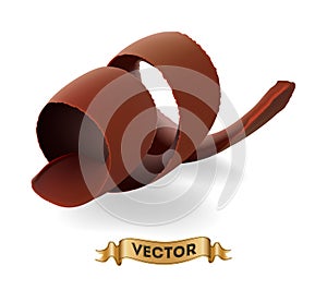 Chocolate shavings on white background, realistic vector illustration