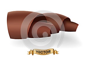 Chocolate shavings on white background, realistic vector illustration