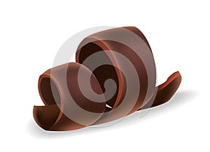 Chocolate shavings on white background, realistic vector illustration