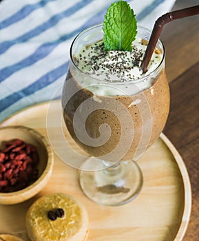 Chocolate smoothie with chia seeds