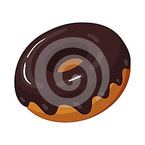 Chocolate snack donut icon, frosted baked cake