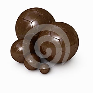 Chocolate soccer balls with shinny texture
