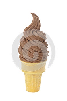 Chocolate Soft Serve Ice Cream in a Wafer Cone