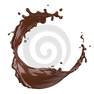 Chocolate splash isolated on background, Include clipping path. 3d illustration