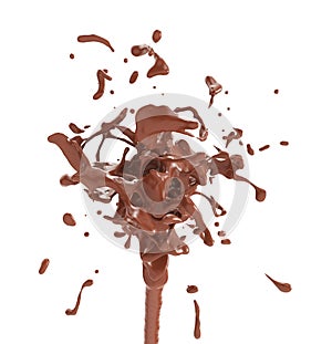 Chocolate splash isolated on white background