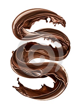 Chocolate splash isolated on white background